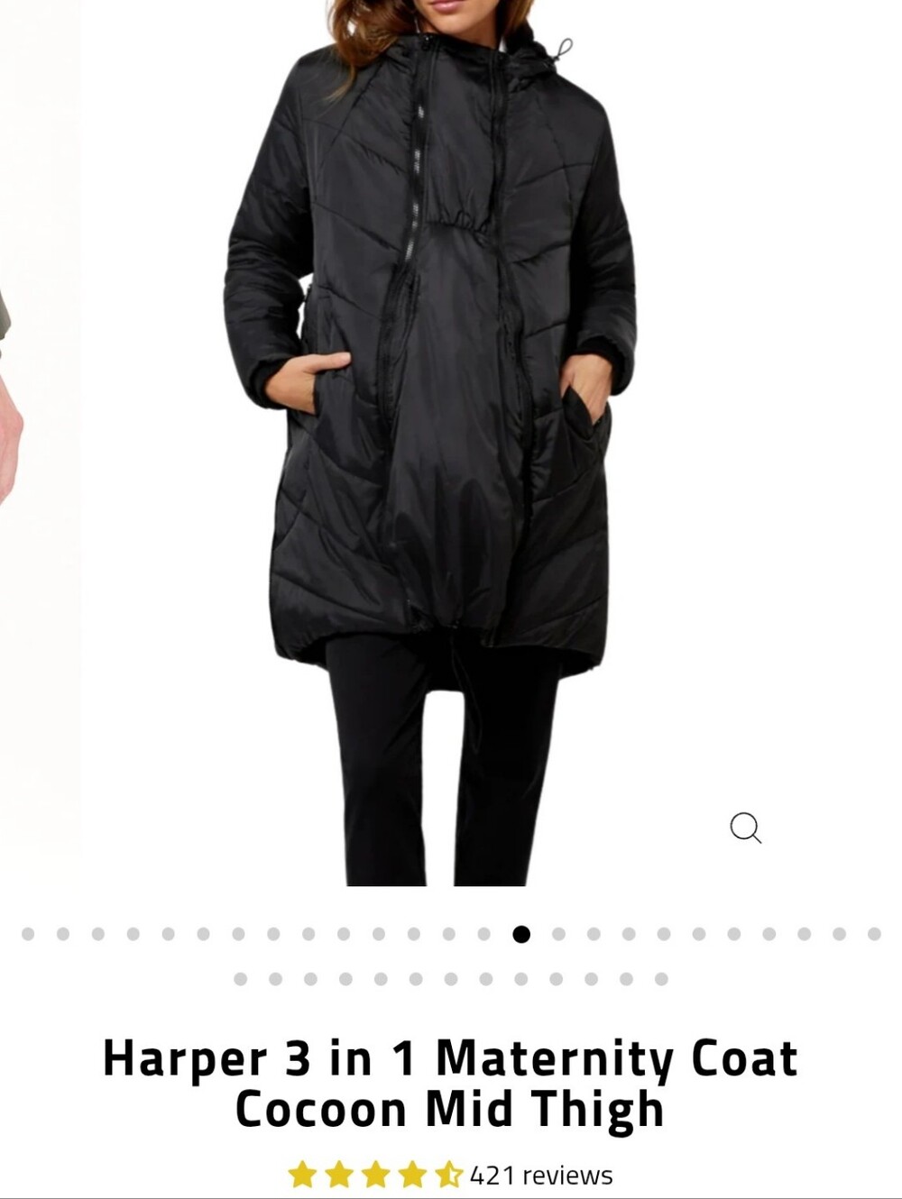 Black Hooded Maternity 3-in-1 Puffer Coat with Sherpa Lining - Modern ETERNITY